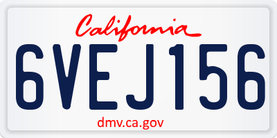 CA license plate 6VEJ156