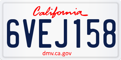 CA license plate 6VEJ158