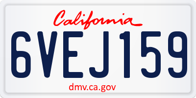 CA license plate 6VEJ159