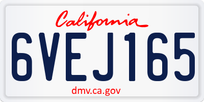 CA license plate 6VEJ165