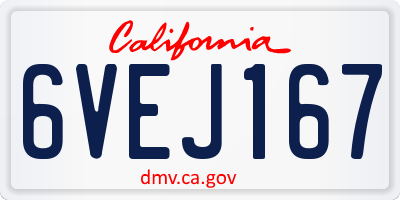 CA license plate 6VEJ167