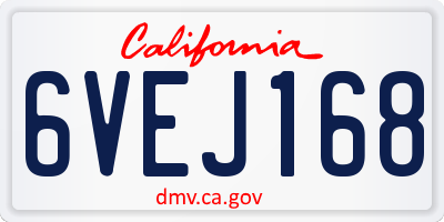 CA license plate 6VEJ168