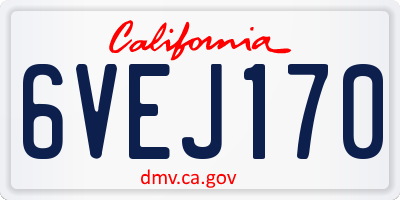 CA license plate 6VEJ170
