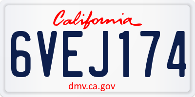 CA license plate 6VEJ174