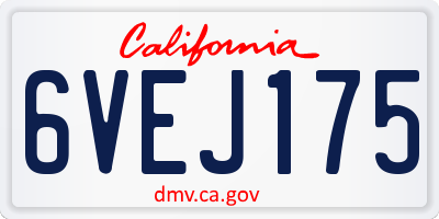 CA license plate 6VEJ175