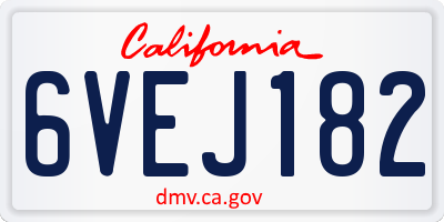 CA license plate 6VEJ182