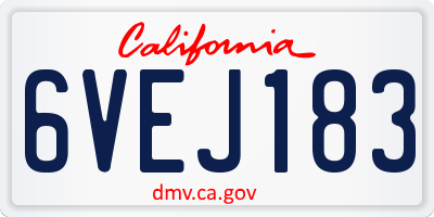 CA license plate 6VEJ183