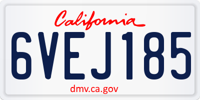 CA license plate 6VEJ185