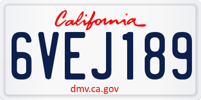CA license plate 6VEJ189