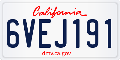 CA license plate 6VEJ191