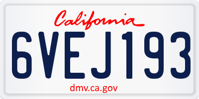 CA license plate 6VEJ193