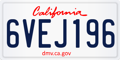 CA license plate 6VEJ196