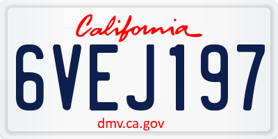CA license plate 6VEJ197