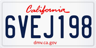 CA license plate 6VEJ198
