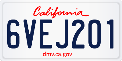 CA license plate 6VEJ201