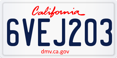 CA license plate 6VEJ203