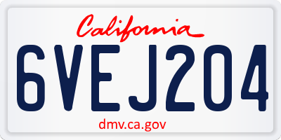 CA license plate 6VEJ204