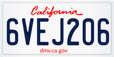 CA license plate 6VEJ206