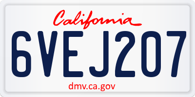 CA license plate 6VEJ207