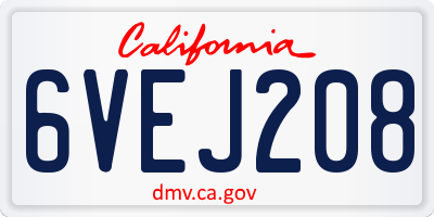 CA license plate 6VEJ208