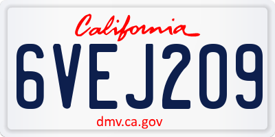 CA license plate 6VEJ209