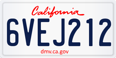 CA license plate 6VEJ212