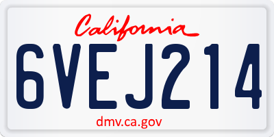 CA license plate 6VEJ214