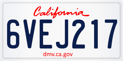 CA license plate 6VEJ217