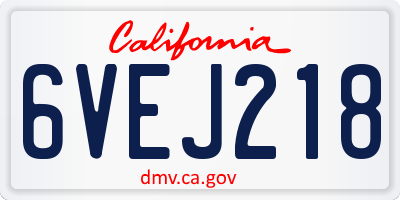 CA license plate 6VEJ218