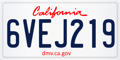 CA license plate 6VEJ219