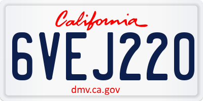 CA license plate 6VEJ220