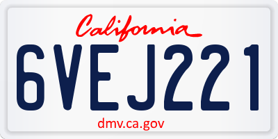 CA license plate 6VEJ221