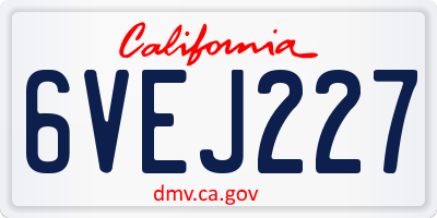 CA license plate 6VEJ227