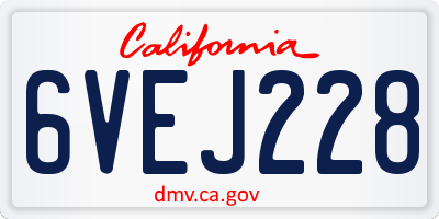 CA license plate 6VEJ228