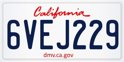 CA license plate 6VEJ229
