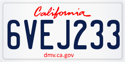 CA license plate 6VEJ233