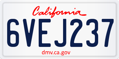 CA license plate 6VEJ237