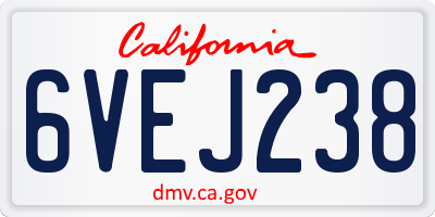 CA license plate 6VEJ238