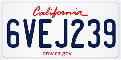 CA license plate 6VEJ239