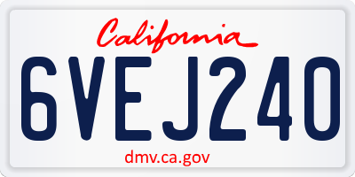 CA license plate 6VEJ240