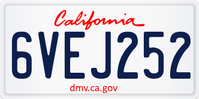 CA license plate 6VEJ252