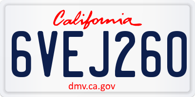 CA license plate 6VEJ260