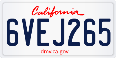 CA license plate 6VEJ265