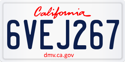 CA license plate 6VEJ267