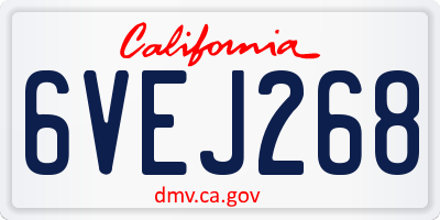 CA license plate 6VEJ268