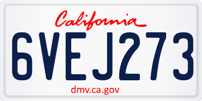 CA license plate 6VEJ273