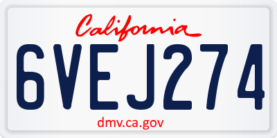 CA license plate 6VEJ274