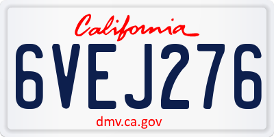 CA license plate 6VEJ276
