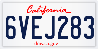 CA license plate 6VEJ283
