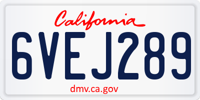 CA license plate 6VEJ289